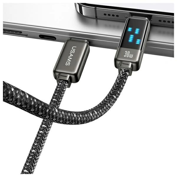 USAMS USB-C / Lightning cable 30W 1.2m Zinc Alloy Fast Charging Data Cable Meteor Series