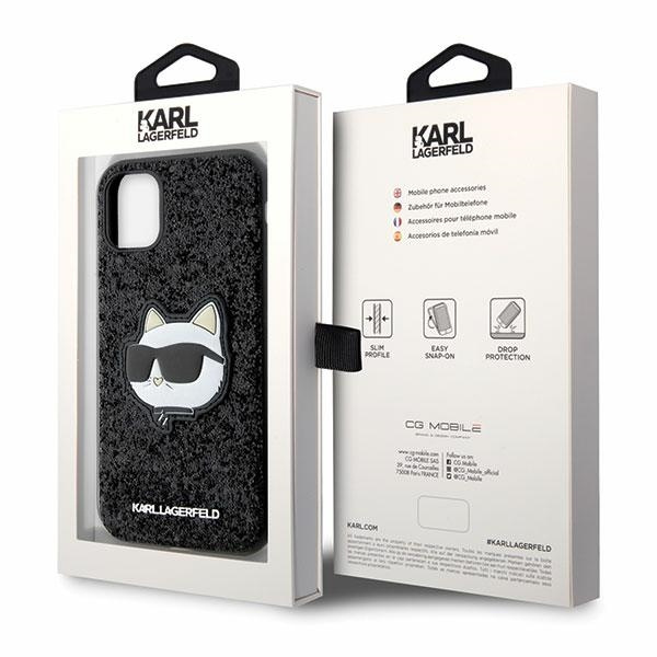 Karl Lagerfeld KLHCN61G2CPK Apple iPhone 11/XR black hardcase Glitter Choupette Patch