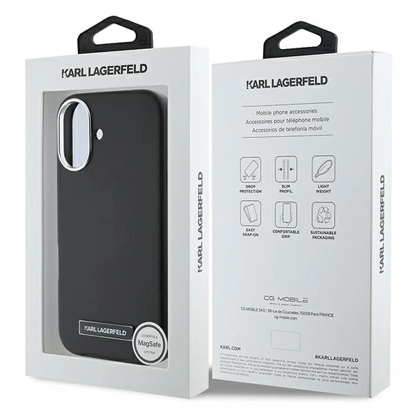 Karl Lagerfeld KLHMP16MPGMSRPK Apple iPhone 16 Plus hardcase FW Metal Plate MagSafe black