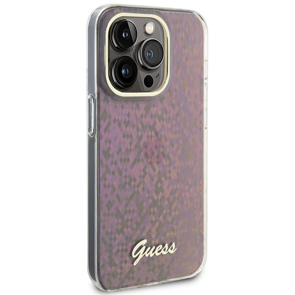 Guess GUHCP15XHDECMP Apple iPhone 15 Pro Max hardcase IML Faceted Mirror Disco Iridescent pink