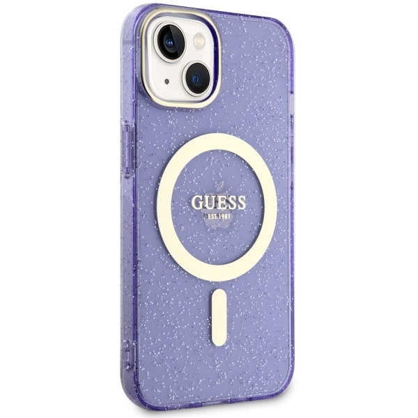 Guess GUHMP14MHCMCGU Apple iPhone 14 Plus purple hardcase Glitter Gold MagSafe
