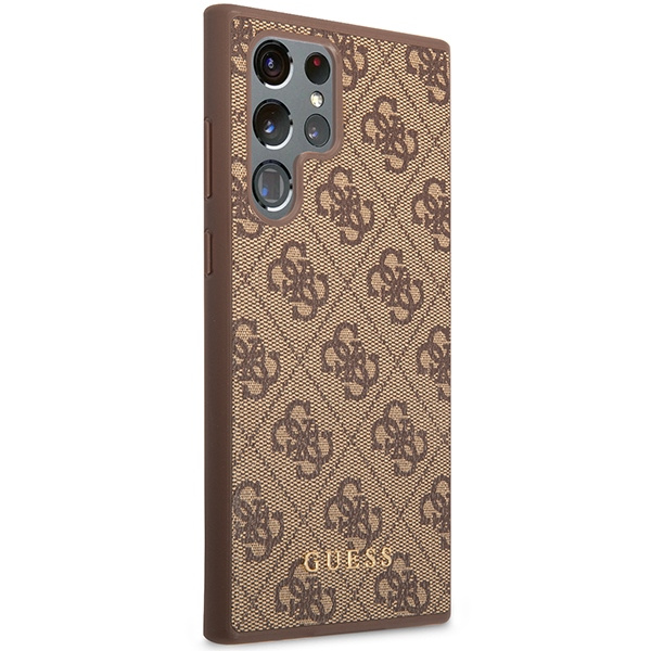 Guess GUHCS23LG4GFBR Samsung Galaxy S23 Ultra brown hard case 4G Metal Gold Logo