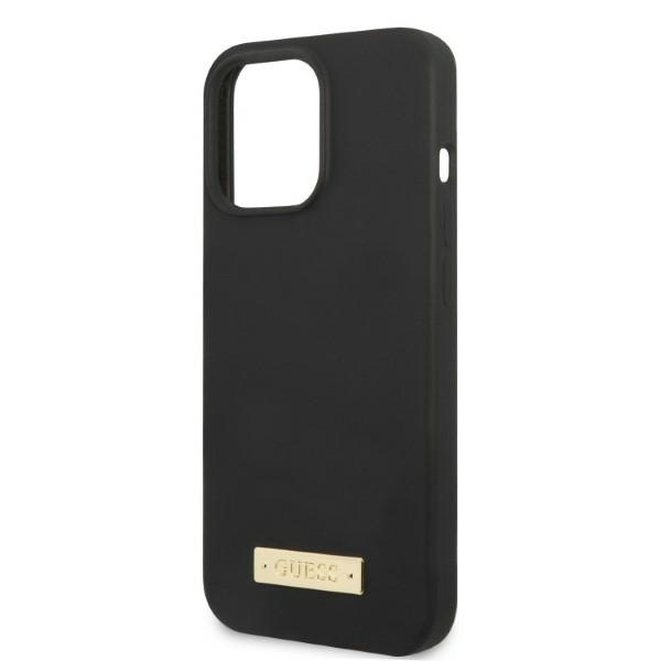 Guess GUHMP13XSPLK Apple iPhone 13 Pro Max black hard case Silicone Logo Plate MagSafe