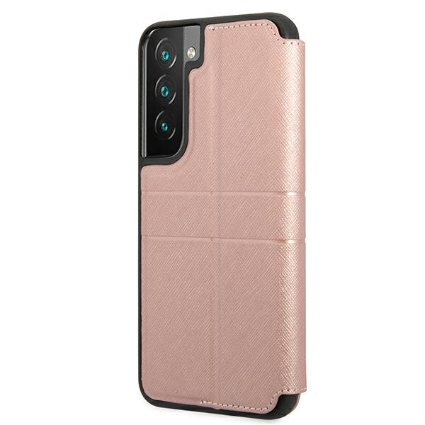 Guess GUBKS22MPSASBPI Samsung Galaxy S22+ Plus pink book Saffiano Stripes