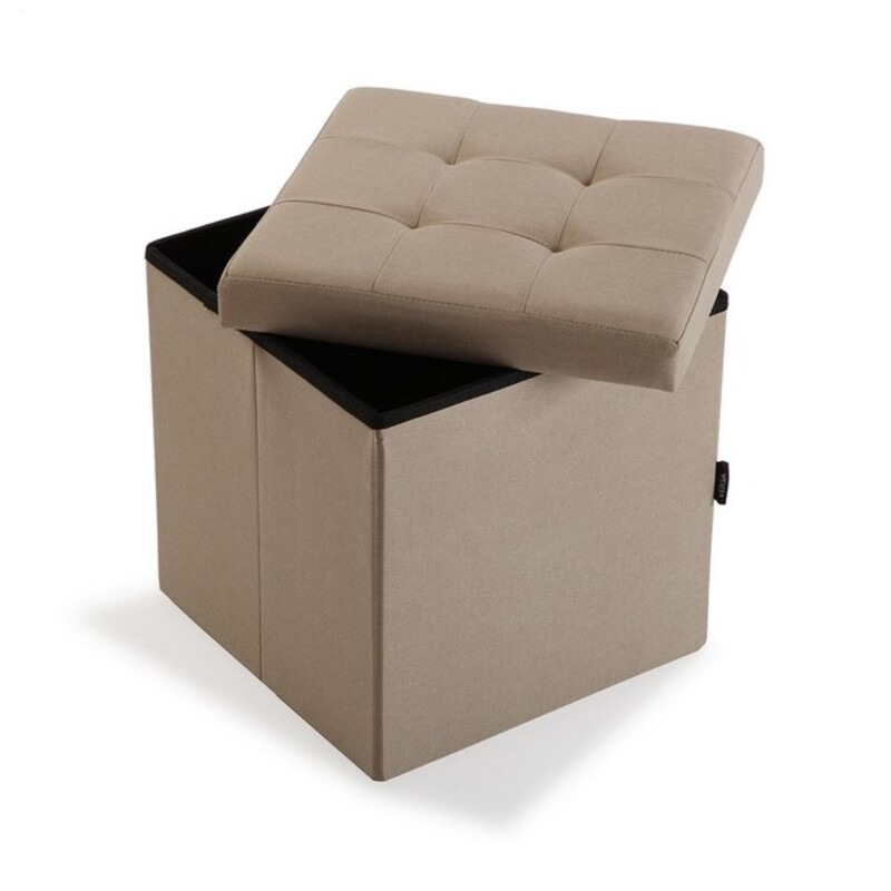 Detachable Pouffe linen MDF Wood (38 x 37,5 x 38 cm)