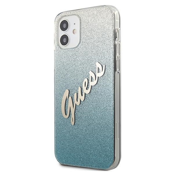 Guess GUHCP12SPCUGLSBL Apple iPhone 12 mini blue hardcase Glitter Gradient Script