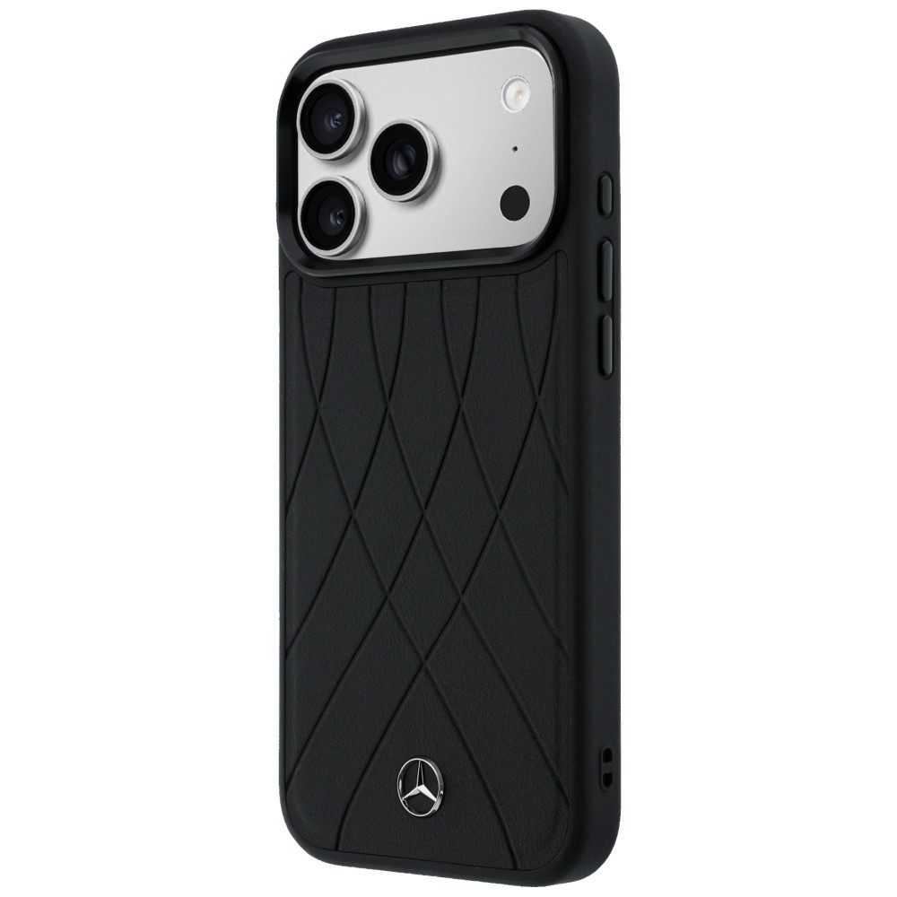 Etui Mercedes Leather with Crossed Lines MagSafe do Apple iPhone 17 Pro czarny