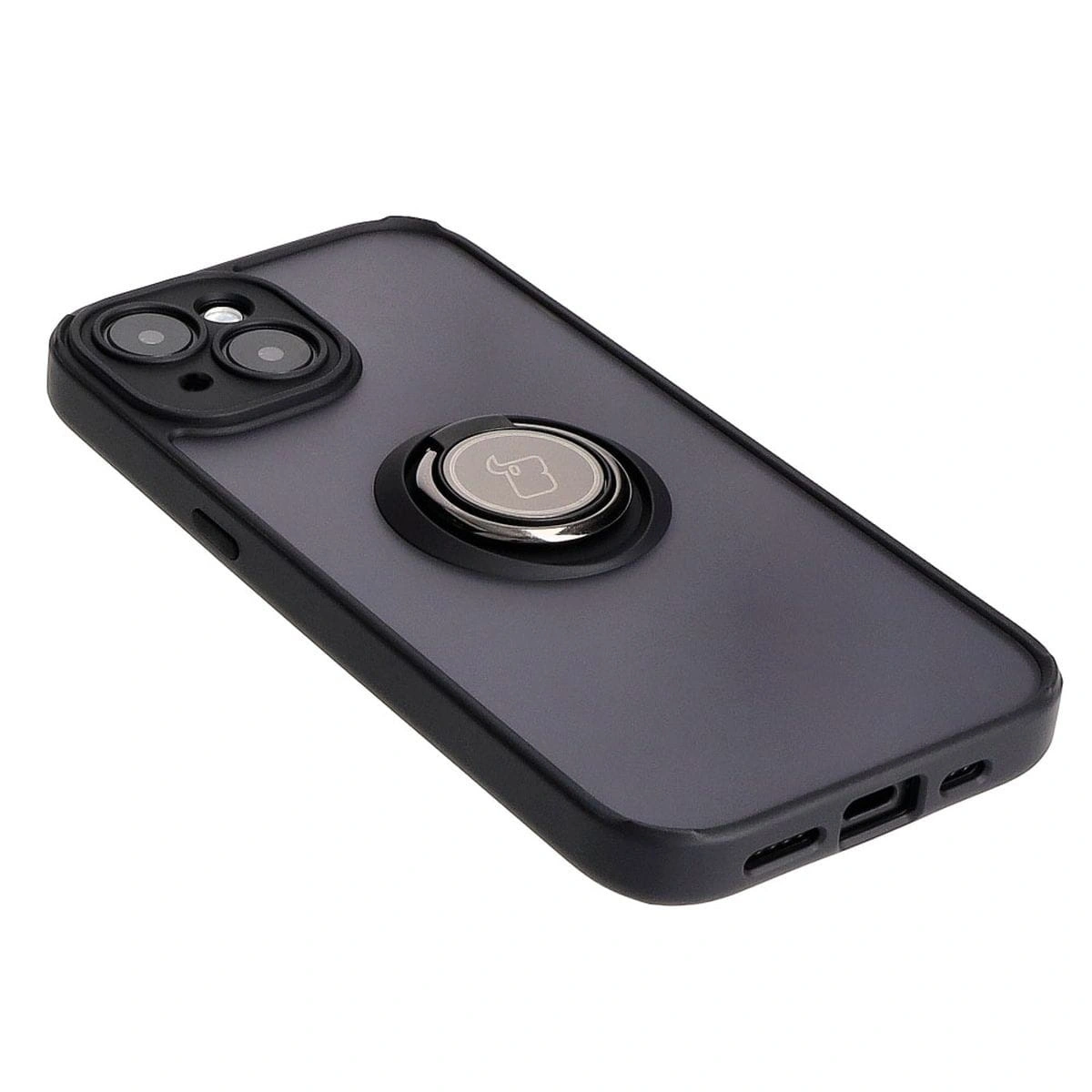 Bizon Case Hybrid Ring Apple iPhone 15 smoky with a black frame