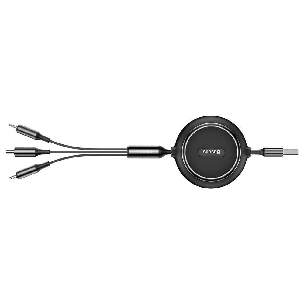 Baseus Golden Loop 3in1 USB-A/microUSB - Lightning - USB-C Cable 3.5A 35cm-120cm black