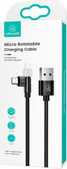 USAMS Nylon Cable Rotatable U60 2A microUSB black 1m SJ478USB01 (US-SJ478)