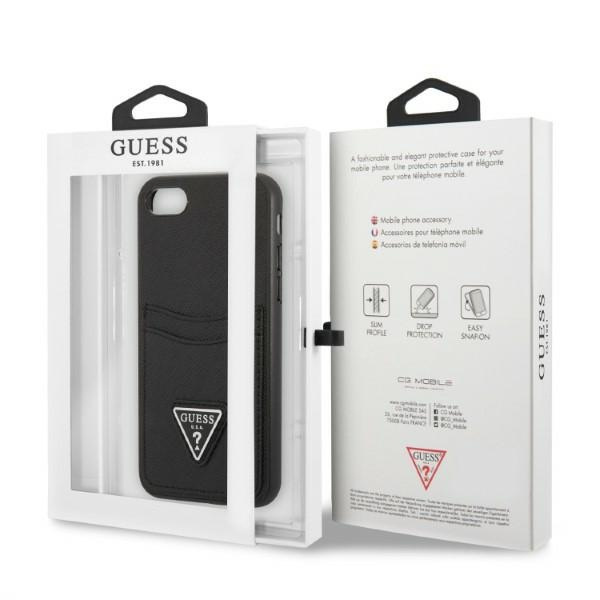 Guess GUHCI8PSATPK Apple iPhone SE 2022/SE 2020/8/7 hardcase black hardcase Saffiano Triangle Logo Cardslot