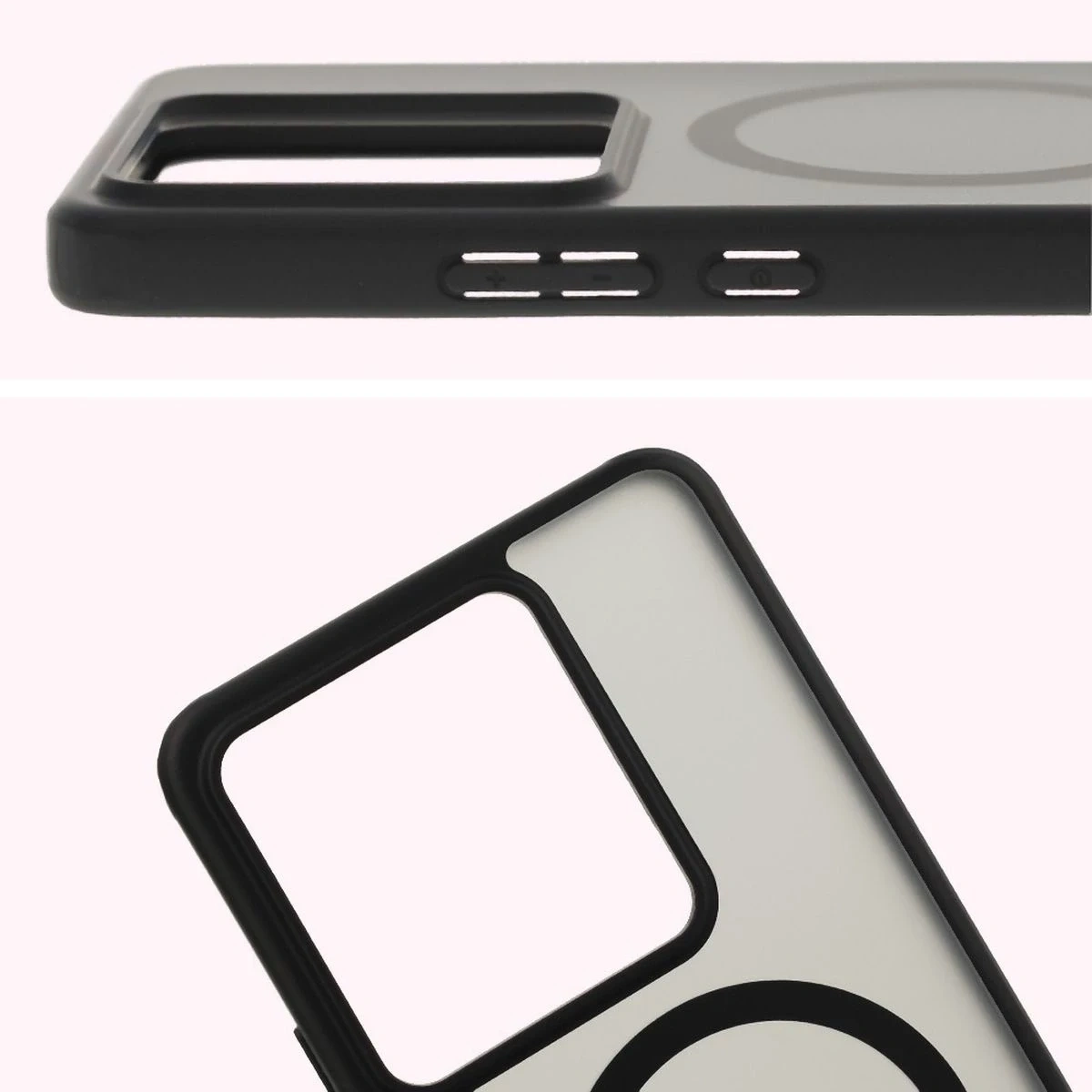 Etui z pierścieniem magnetycznym Bizon Case MatteO do Realme GT 7 / 7T przydymione-czarne