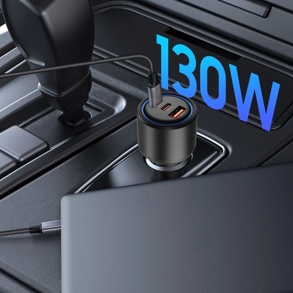 Tech-Protect CC04 3-port Car Charger USB-A, 2xUSB-C PD 130W Black