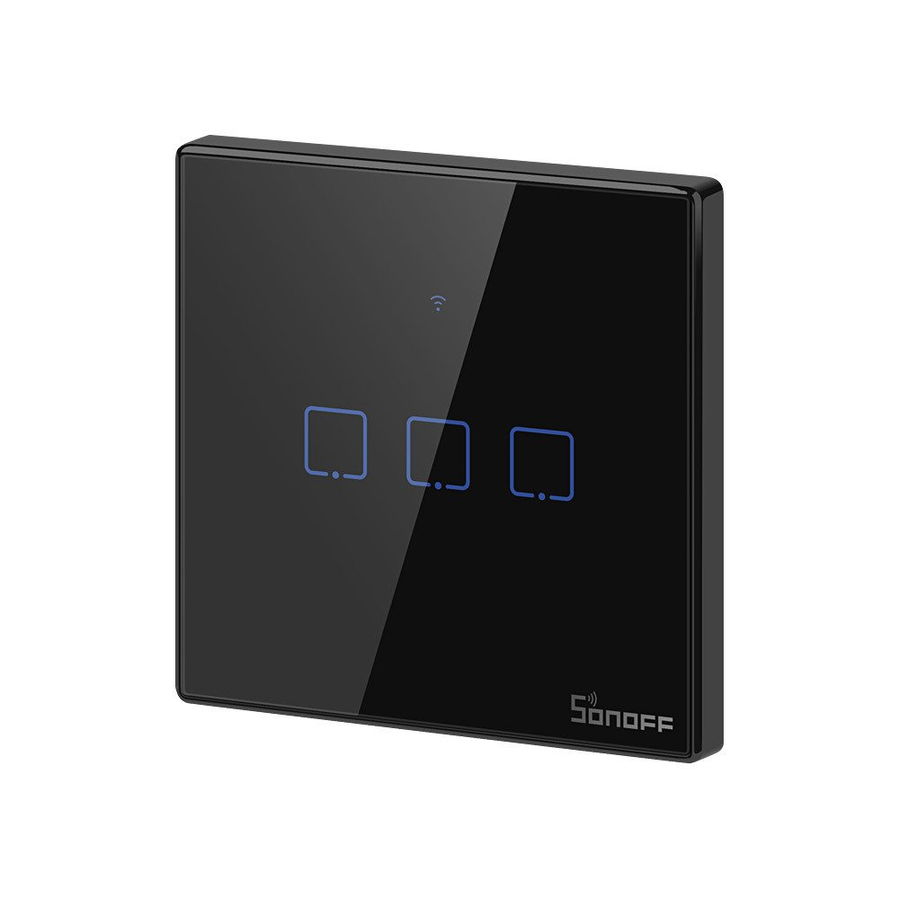 Touch light switch WiFi + RF 433 Sonoff T3 EU TX (3-channel) black