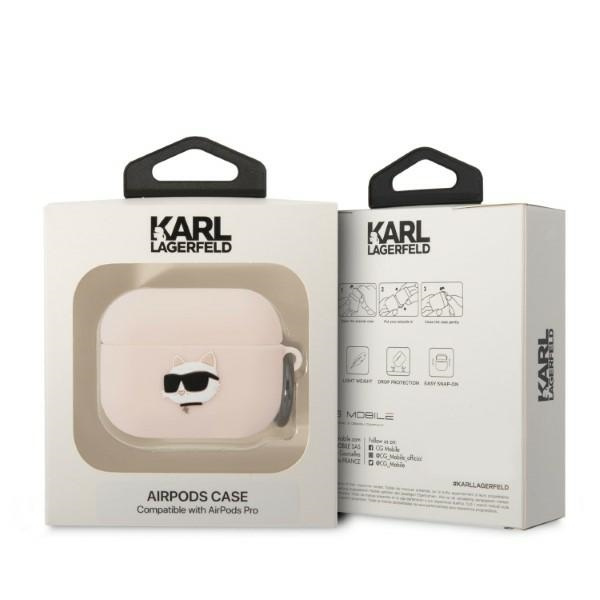Karl Lagerfeld KLAPRUNCHP Apple AirPods Pro cover pink Silicone Choupette Head 3D