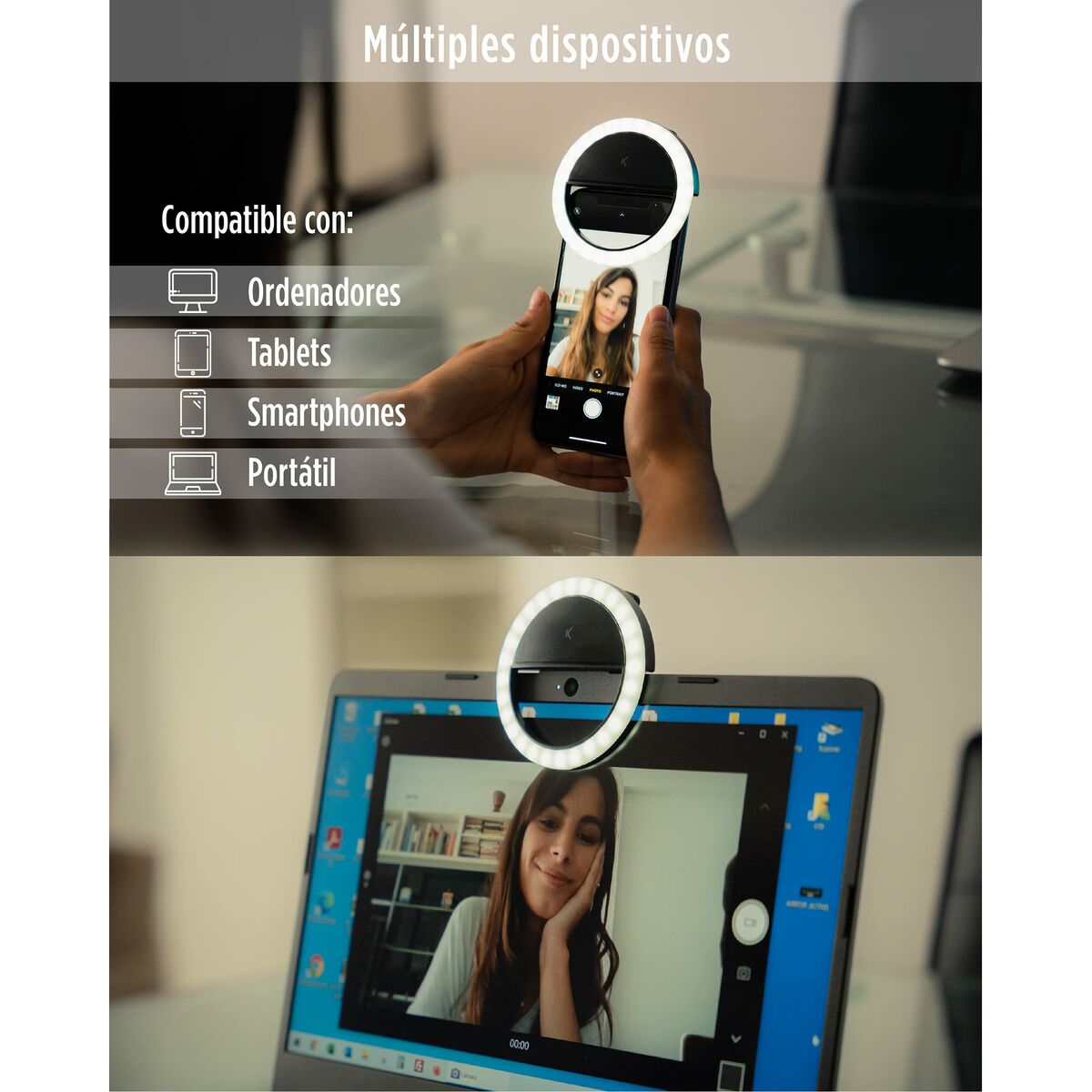 Rechargeable Selfie Ring Light KSIX 3W Rechargeable Selfie Ring Light KSIX 3W