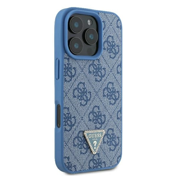 Case Guess GUHCP16LP4TDSCPB Apple iPhone 16 Pro hardcase Leather Metal Logo Strass Crossbody blue