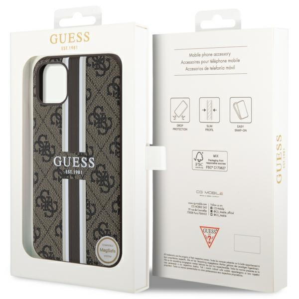 Guess GUHMN61P4RPSW Apple iPhone 11/XR brown hardcase 4G Printed Stripes MagSafe