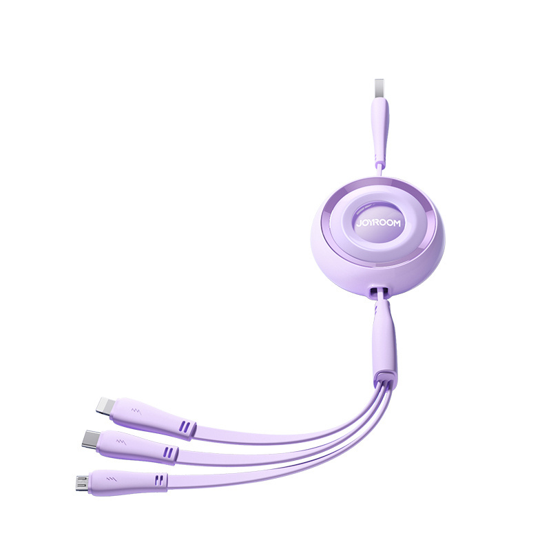 Joyroom Colorful Series S-A40 3in1 cable USB-A / USB-C, Lightning, microUSB 1m purple