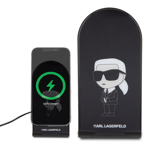 Karl Lagerfeld 2-in-1 inductive charger KLDCRFALKINK 15W Ikonik MagSafe black