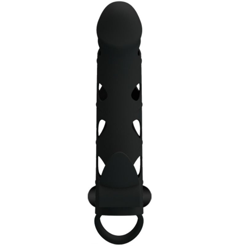 PRETTY LOVE VIBRATING SILICONE PENIS SLEEVE WITH BALL STRAPS 15.2 CM