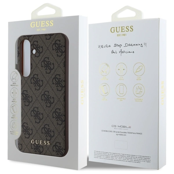 Guess GUHCS24FEG4GFBR Samsung Galaxy S24 FE hardcase 4G Metal Gold Logo brown