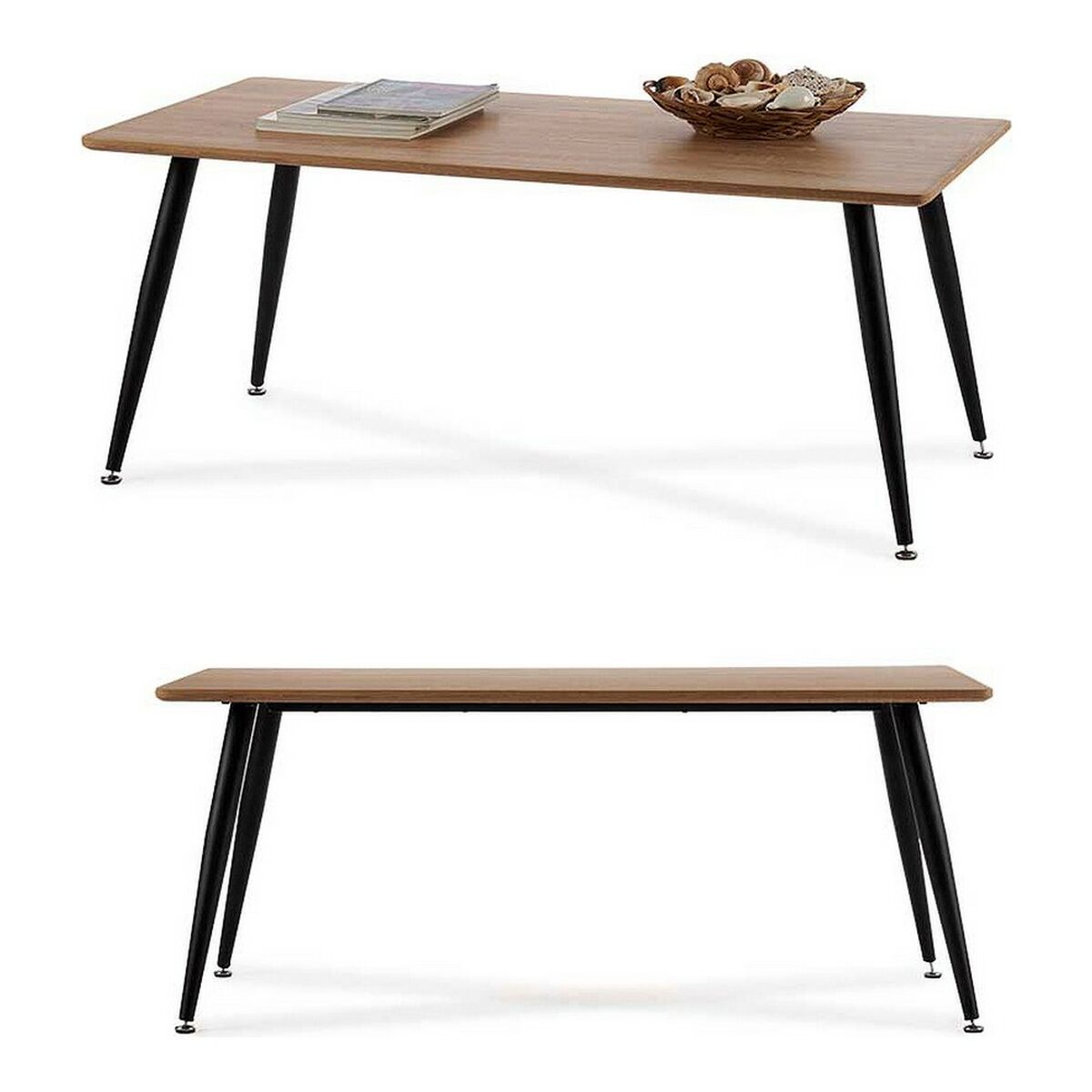 Centre Table Black Wood Brown Metal Melamin MDF Wood (60 x 45 x 110 cm)