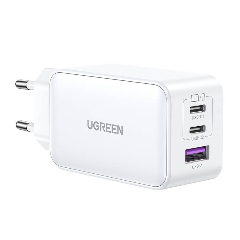 UGREEN CD244 Nexode wall charger, 2xUSB-C, USB-A 3.0, PD3.0, QC4.0, GaN, 65W (white)