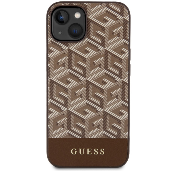 Guess GUHMP14MHGCFSEW Apple iPhone 14 Plus brown hard case GCube Stripes MagSafe