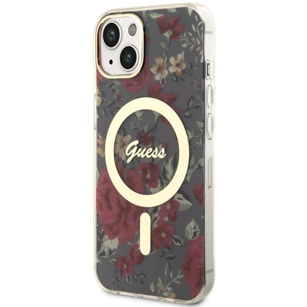 Guess GUHMP14MHCFWSA Apple iPhone 14 Plus khaki hardcase Flower MagSafe