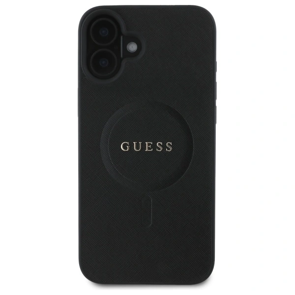 Guess GUHMP16SPSAHMCK Apple iPhone 16 hardcase Saffiano Classic Logo MagSafe black