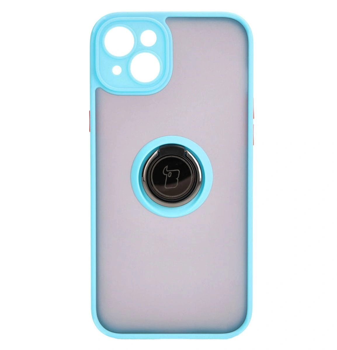 Bizon Case Hybrid Ring Apple iPhone 15 Plus smoky with a light blue frame