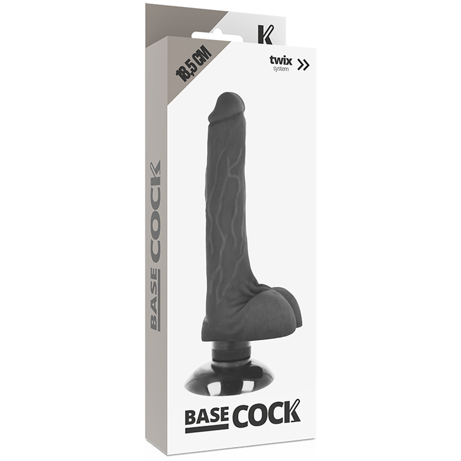 BASECOCK - REALISTIC VIBRATOR 2-1 BLACK 18.5 CM