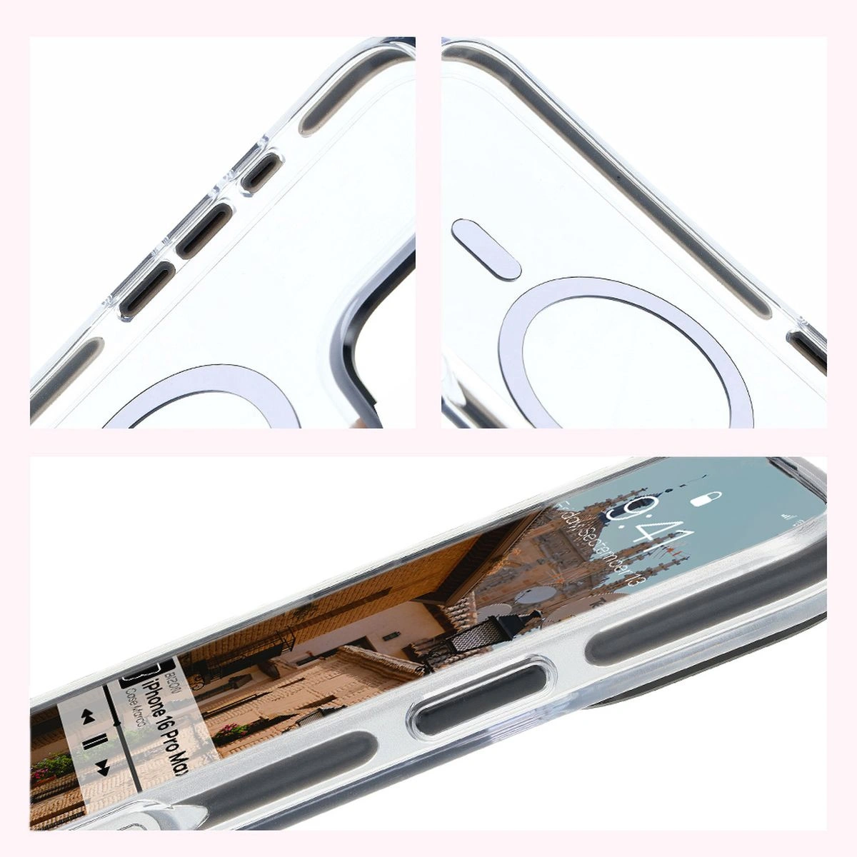 Bizon Case Marco Apple iPhone 16 Pro Max clear with black frame