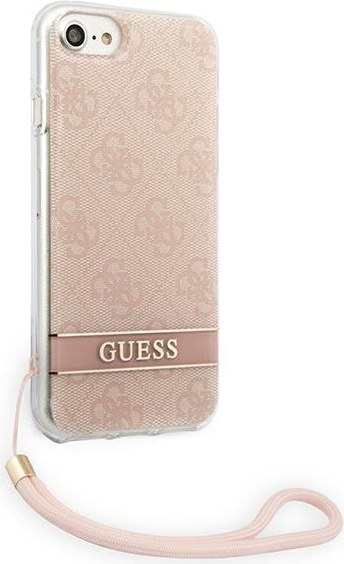Guess GUOHCI8H4STP Apple iPhone SE 2022/SE 2020/8/7 pink hardcase 4G Print Strap