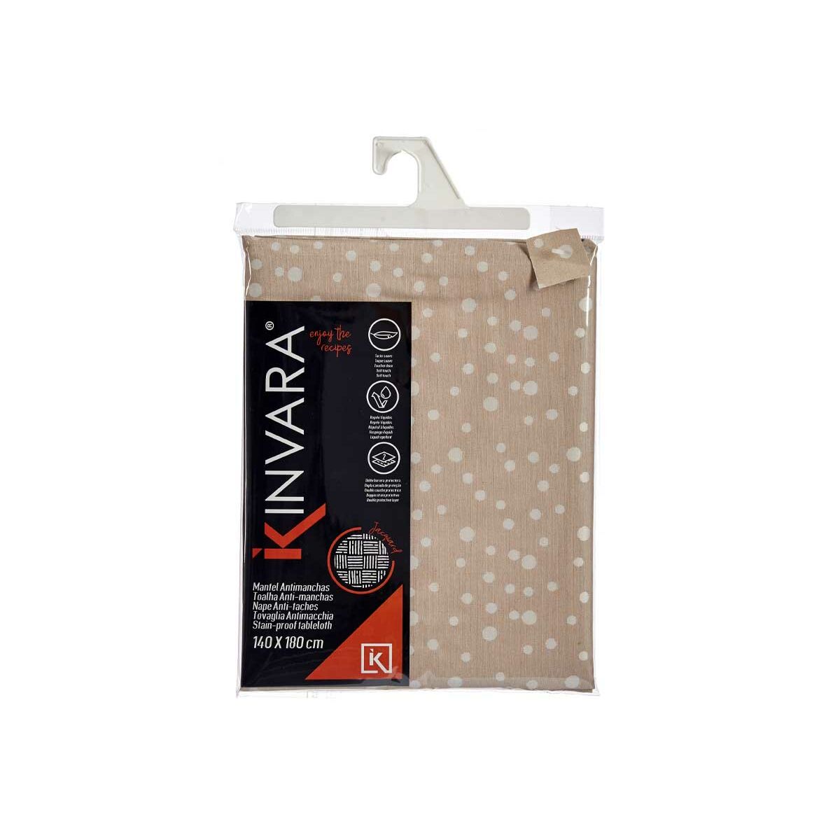 Tablecloth Jacquard Spots Beige (140 x 180 cm)