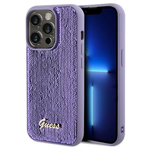 Guess GUHCP14XPSFDGSU Apple iPhone 14 Pro Max hardcase Sequin Script Metal purple