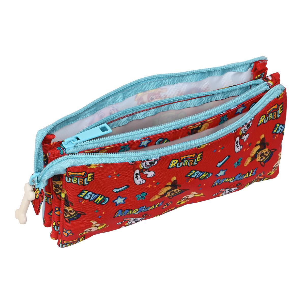 Dreifaches Mehrzweck-Etui The Paw Patrol Funday Rot Hellblau (22 x 12 x 3 cm)