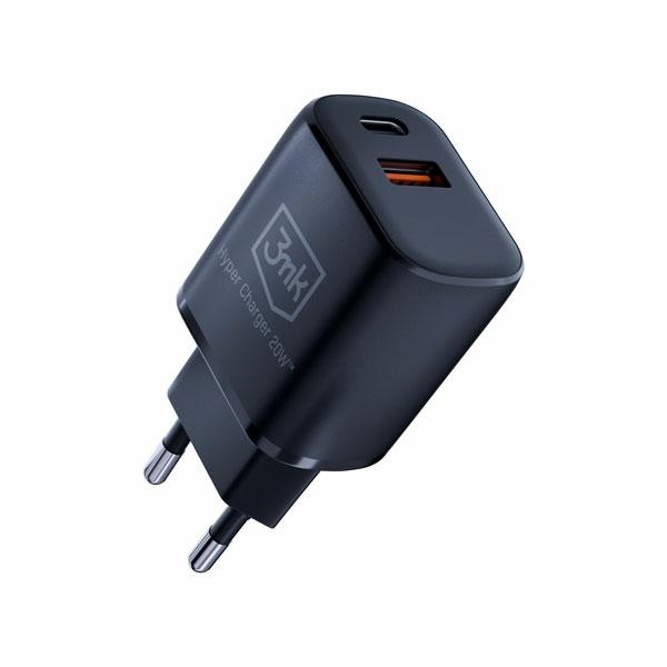 3MK wall charger Hyper Charger USB-A, USB-C 20W PD QC black