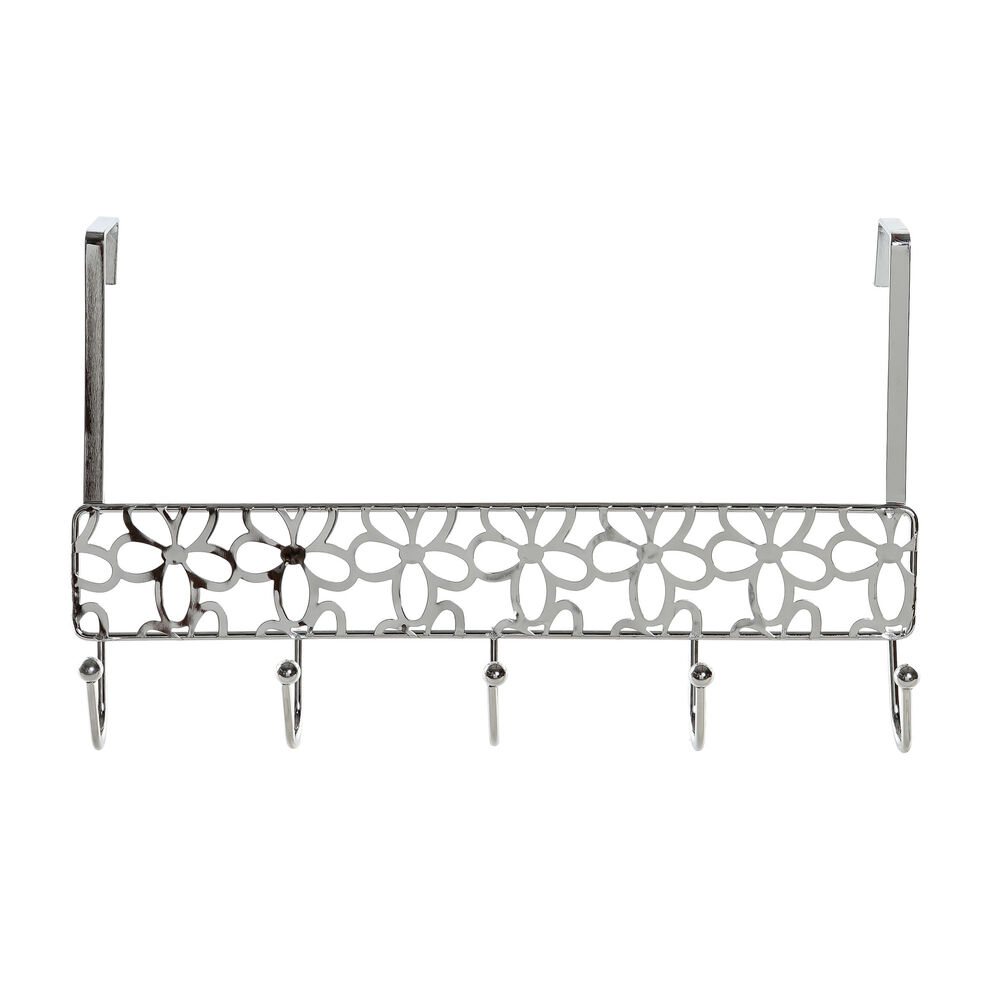 Door Coat Rack DKD Home Decor 32 x 10 x 19 cm Silver Metal Flowers