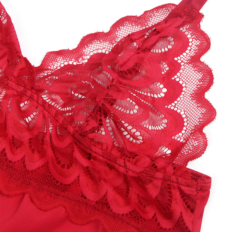 SUBBLIME - SATIN BABYDOLL WITH LACE RED S/M SUBBLIME - SATIN BABYDOLL WITH LACE RED S/M