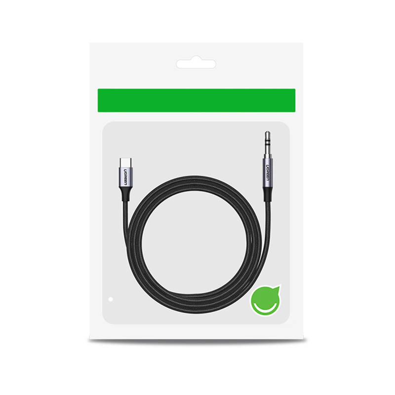 USB-C cable UGREEN CM450 to 3.5mm AUX mini jack, 1m (black)