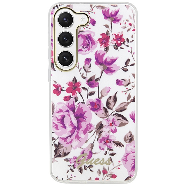 Guess GUHCS23SHCFWST Samsung Galaxy S23 white hardcase Flower Collection