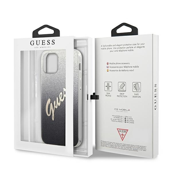 Guess GUHCP12SPCUGLSBK Apple iPhone 12 mini black hardcase Glitter Gradient Script