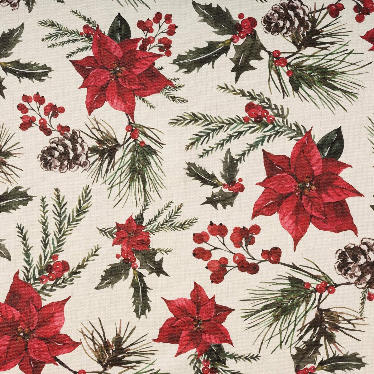 Stain-proof resined tablecloth Mauré Christmas Flowers 100 x 140 cm