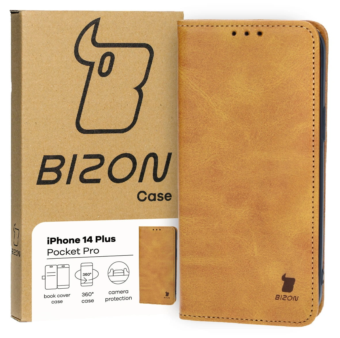Bizon Case Pocket Pro Apple iPhone 14 Plus brown