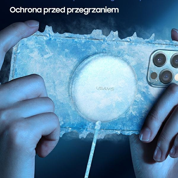 USAMS Wireless Charger US-CD160 magnetic W2 15W aluminiowa Apple iPhone 12 series silver CD160DZ01