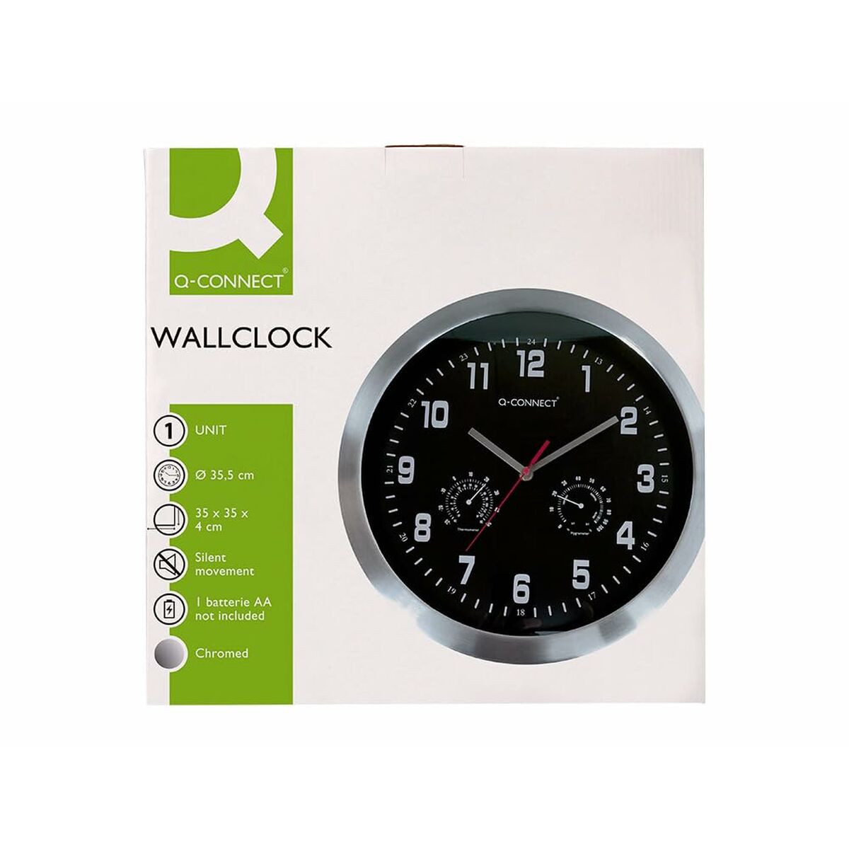 Wall Clock Q-Connect KF16953 Black Ø 35,5 cm