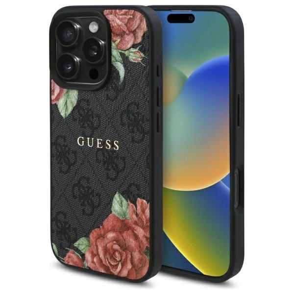 Guess GUHMP16LP4ROPEMCK Apple iPhone 16 Pro hardcase 4G Flowers Print MagSafe black