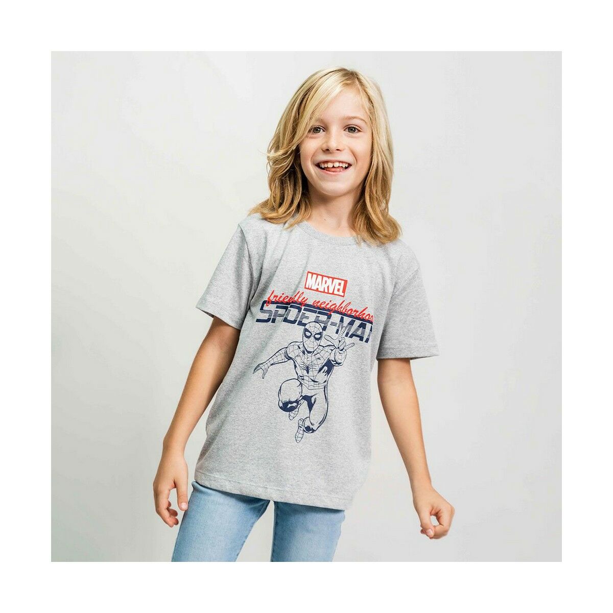 Short Sleeve T-Shirt Spiderman Children's Grey